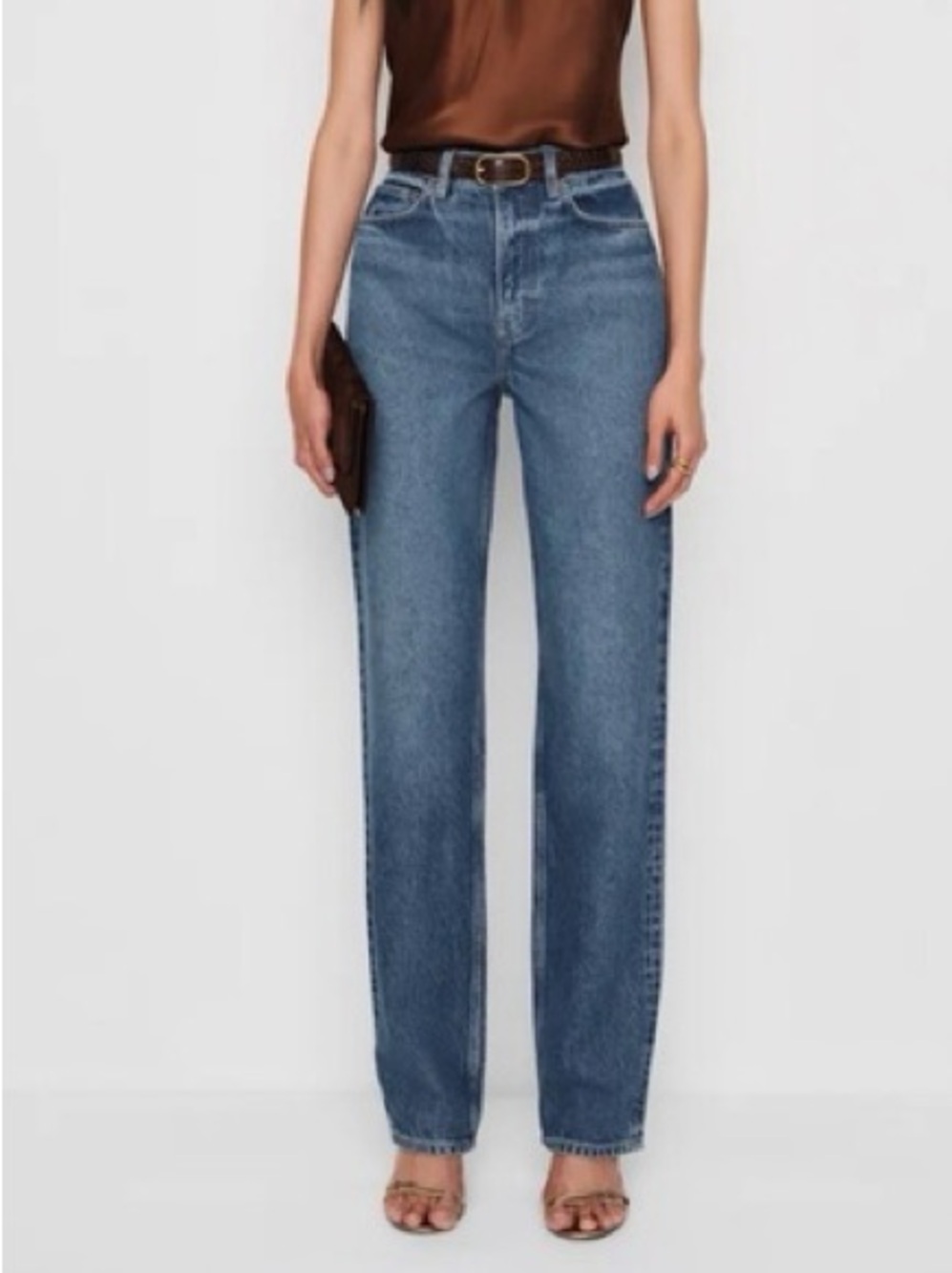 Reformation Harriet high rise relaxed straight jeans in pelican